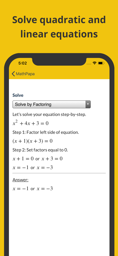 MathPapa app