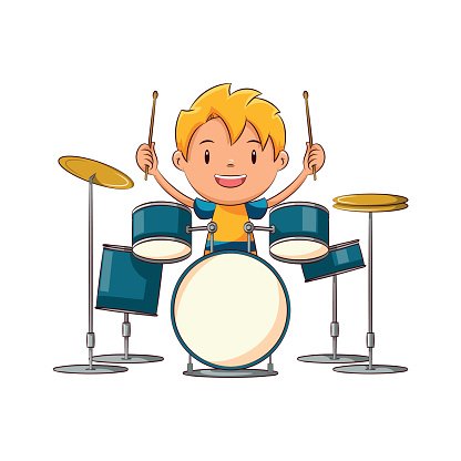 kid playing drums