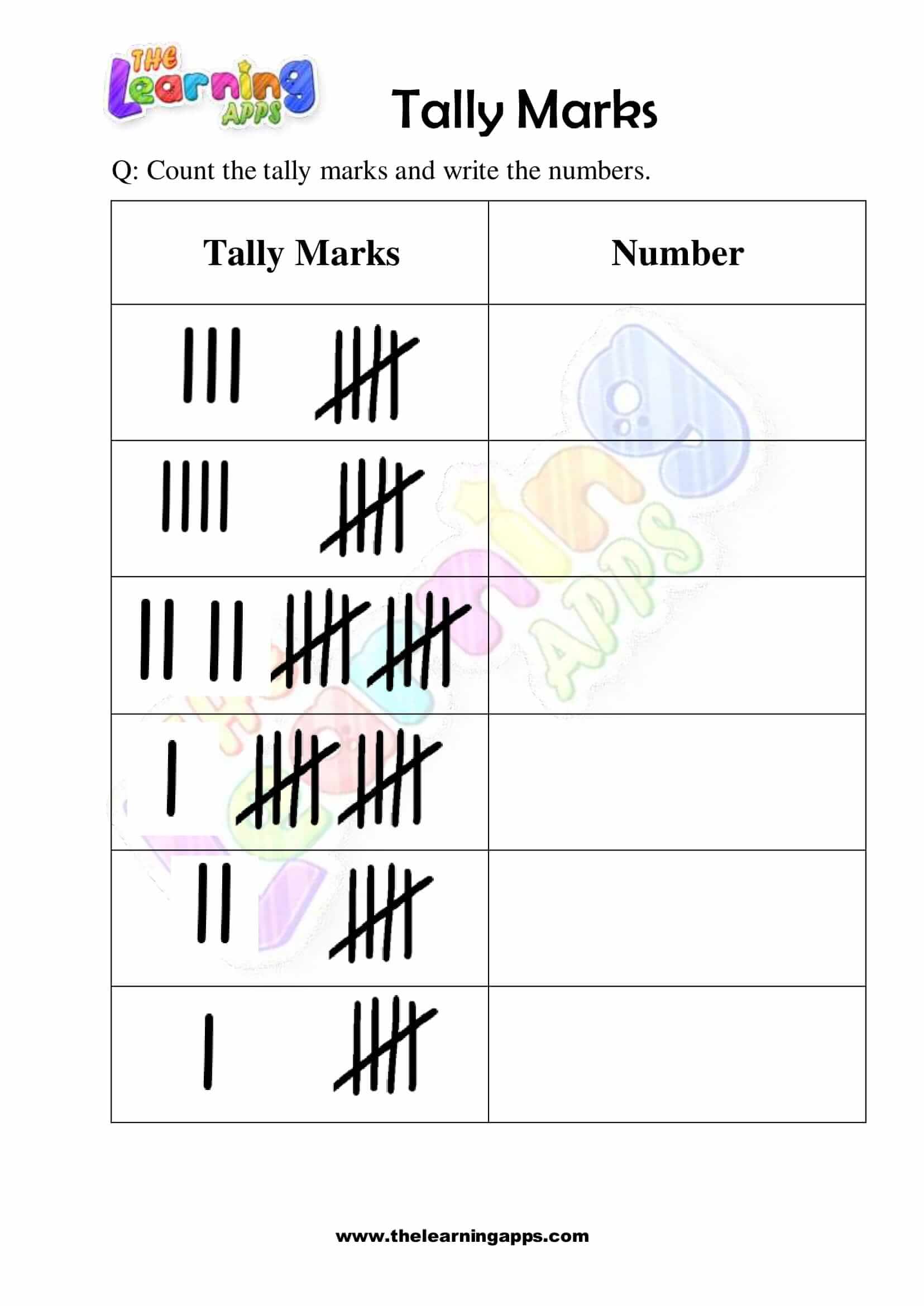 Tally Mark Worksheet 02