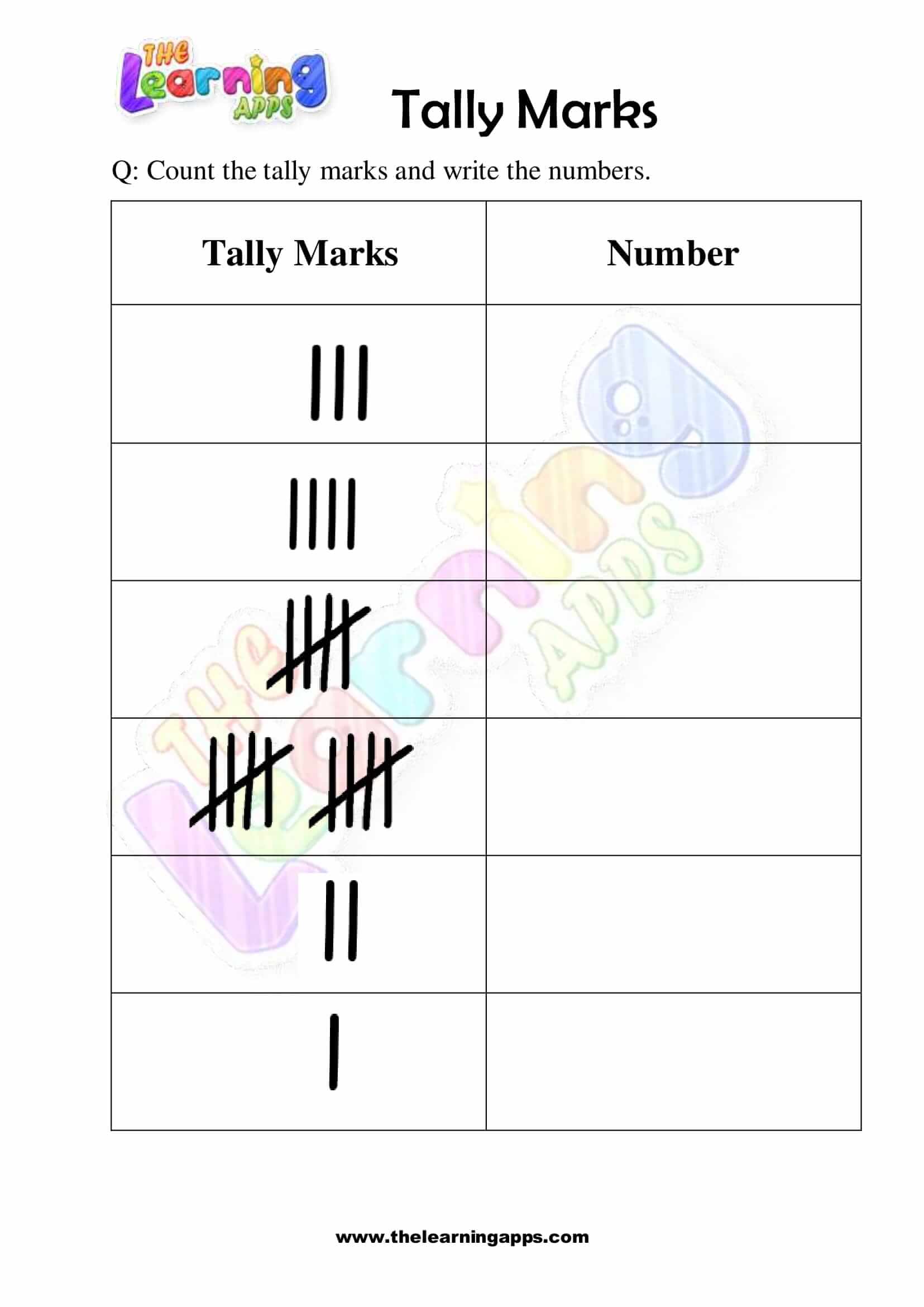 Tally Mark Worksheet 03