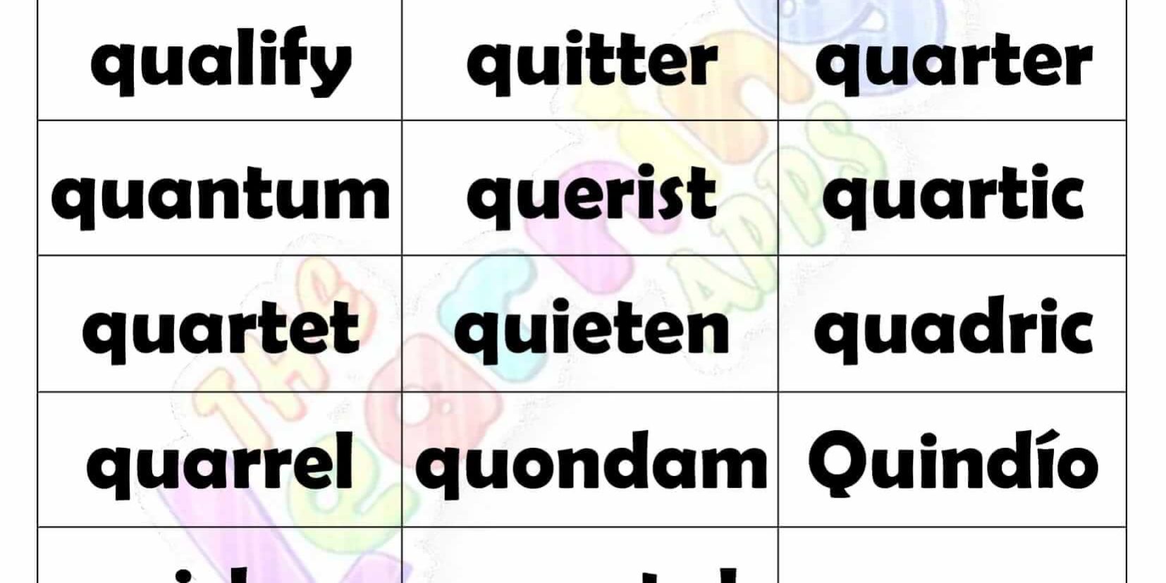 7 LETTER WORD STARTING WITH Q