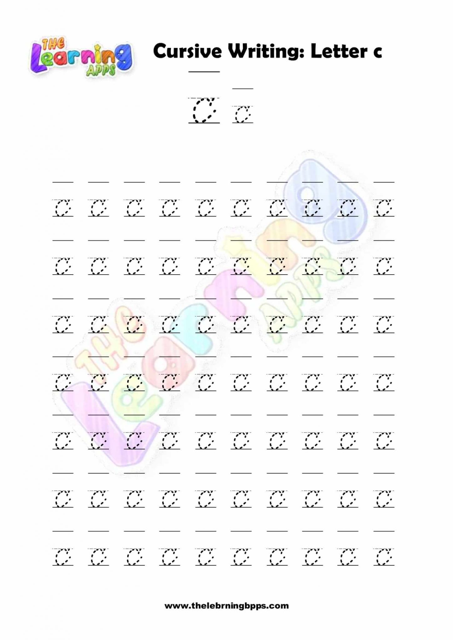 Free Printable Cursive Letter C Writing Grade 1 Worksheets