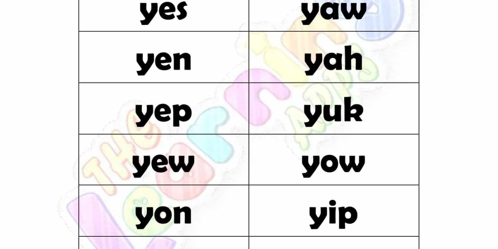Words that Start with Y 01