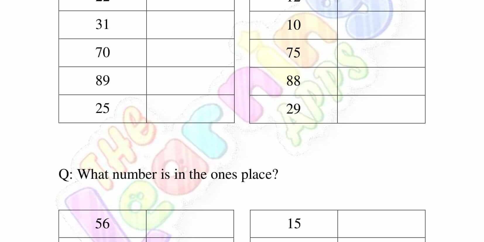 place value worksheet for grade one 05