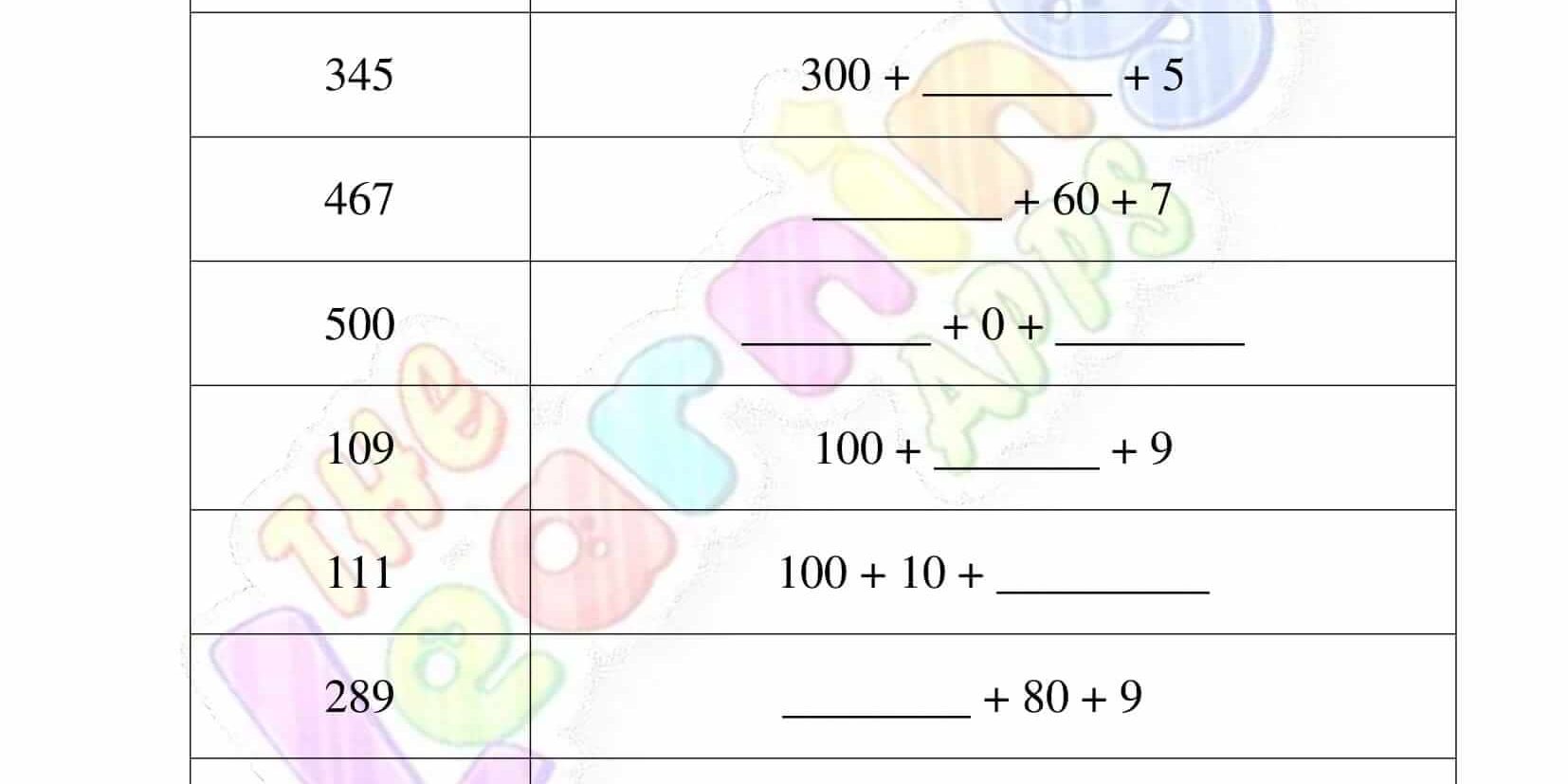 place value worksheet for grade two 03