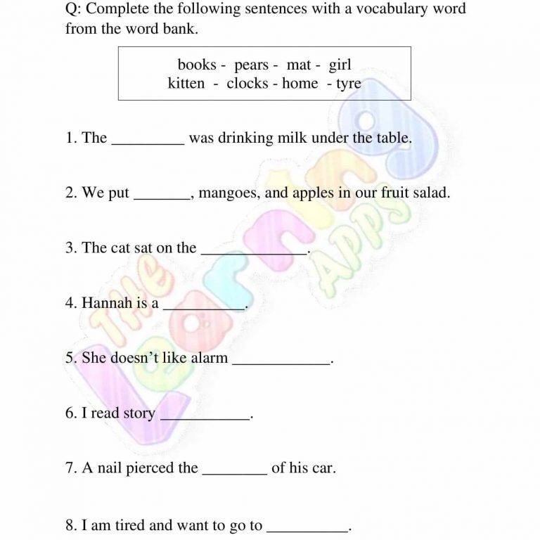 vocabulary worksheet for grade one 01