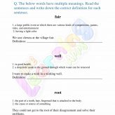 Multiple Meaning Words - Grade 2 - Activity 4