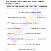 Conjunction Worksheets - Grade 3 - Activity 5