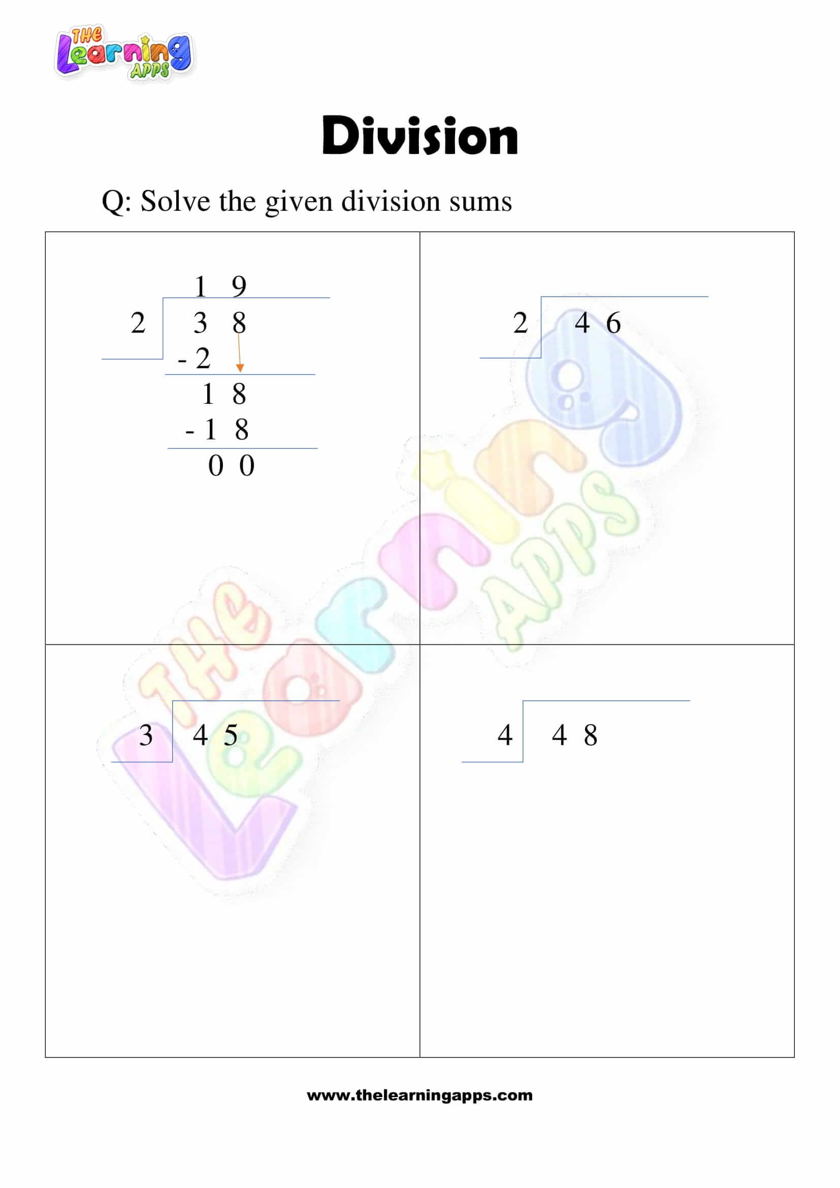 Long Division Worksheets for Grade 3 - The Learning Apps