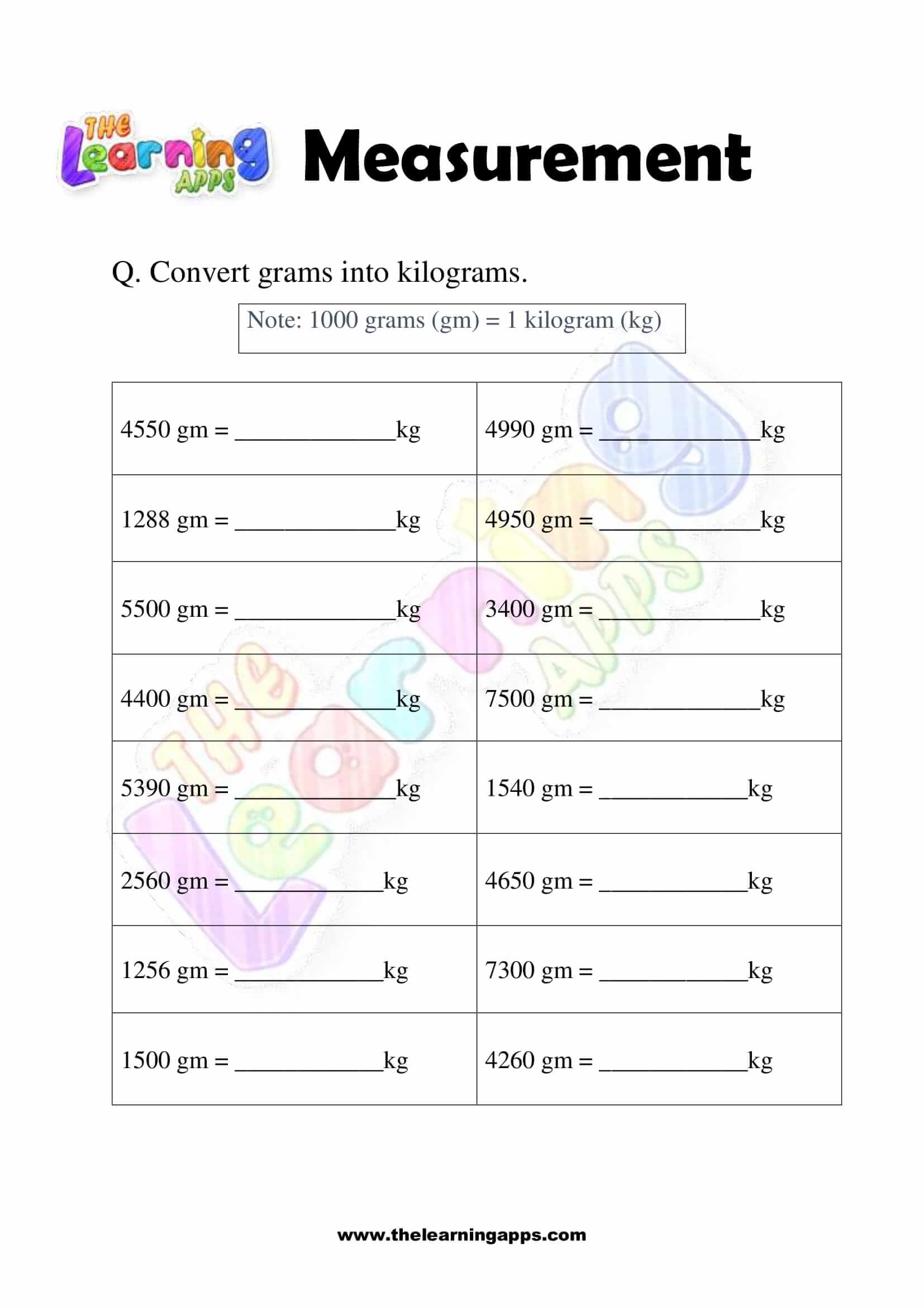 Free measurement worksheet for grade 2 the learning apps