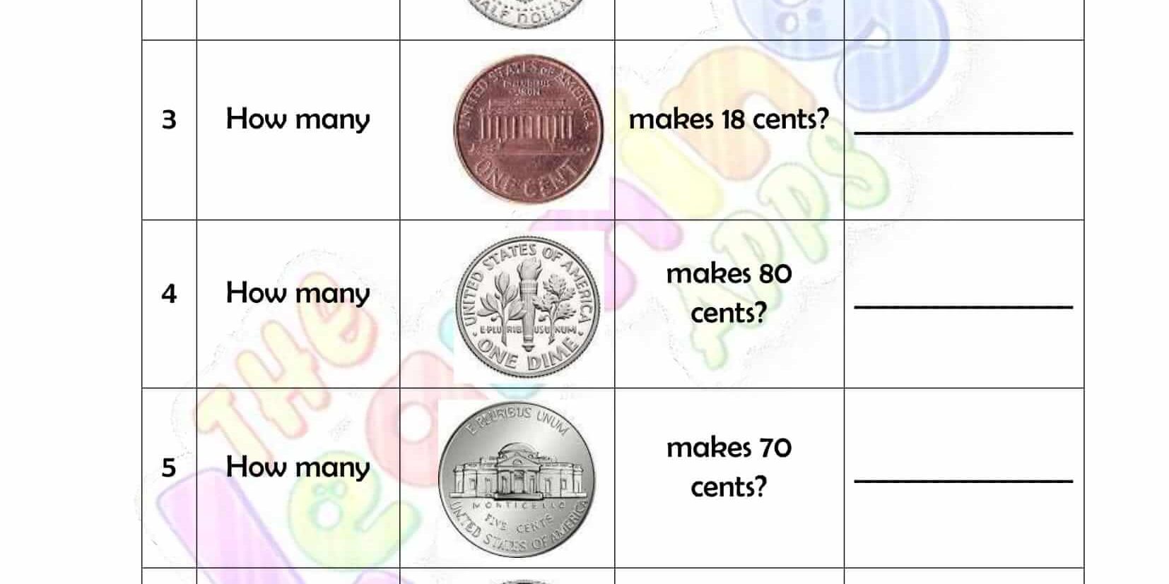 Money Worksheet - Grade 2 - Activity 1
