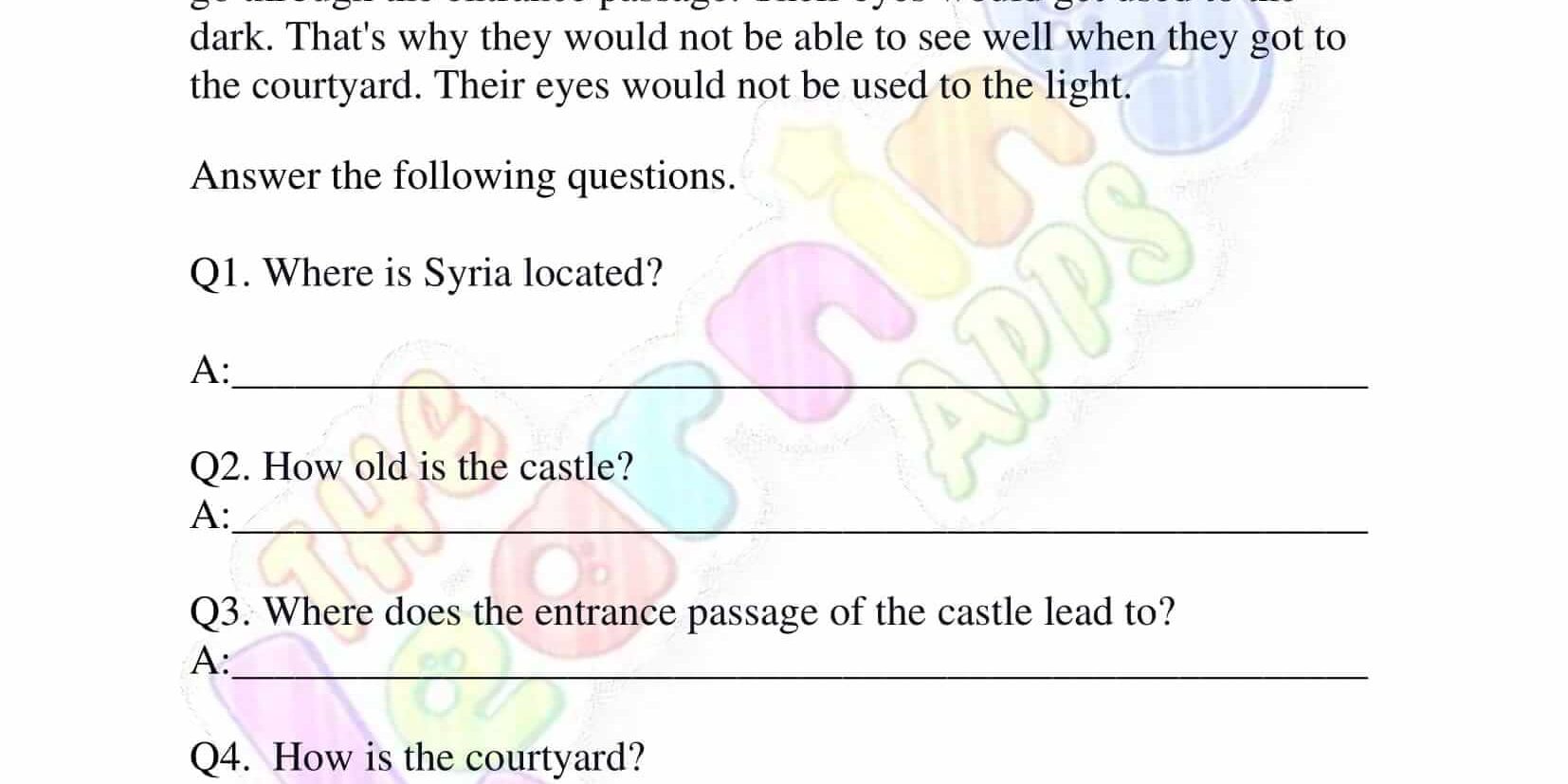 Non Fiction Reading Passages – Grade 1 – A castle in Syria Non Fiction Reading Passages - Grade 1 - A castle in Syria