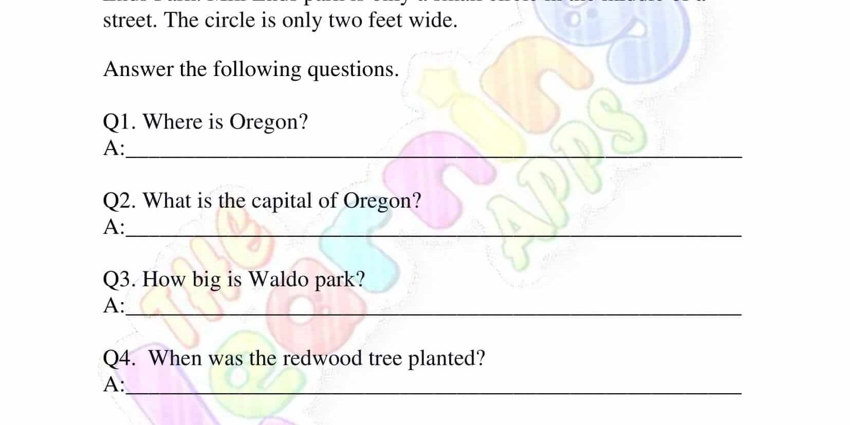 Non Fiction Reading Passages - Grade 1 - Smallest Parks