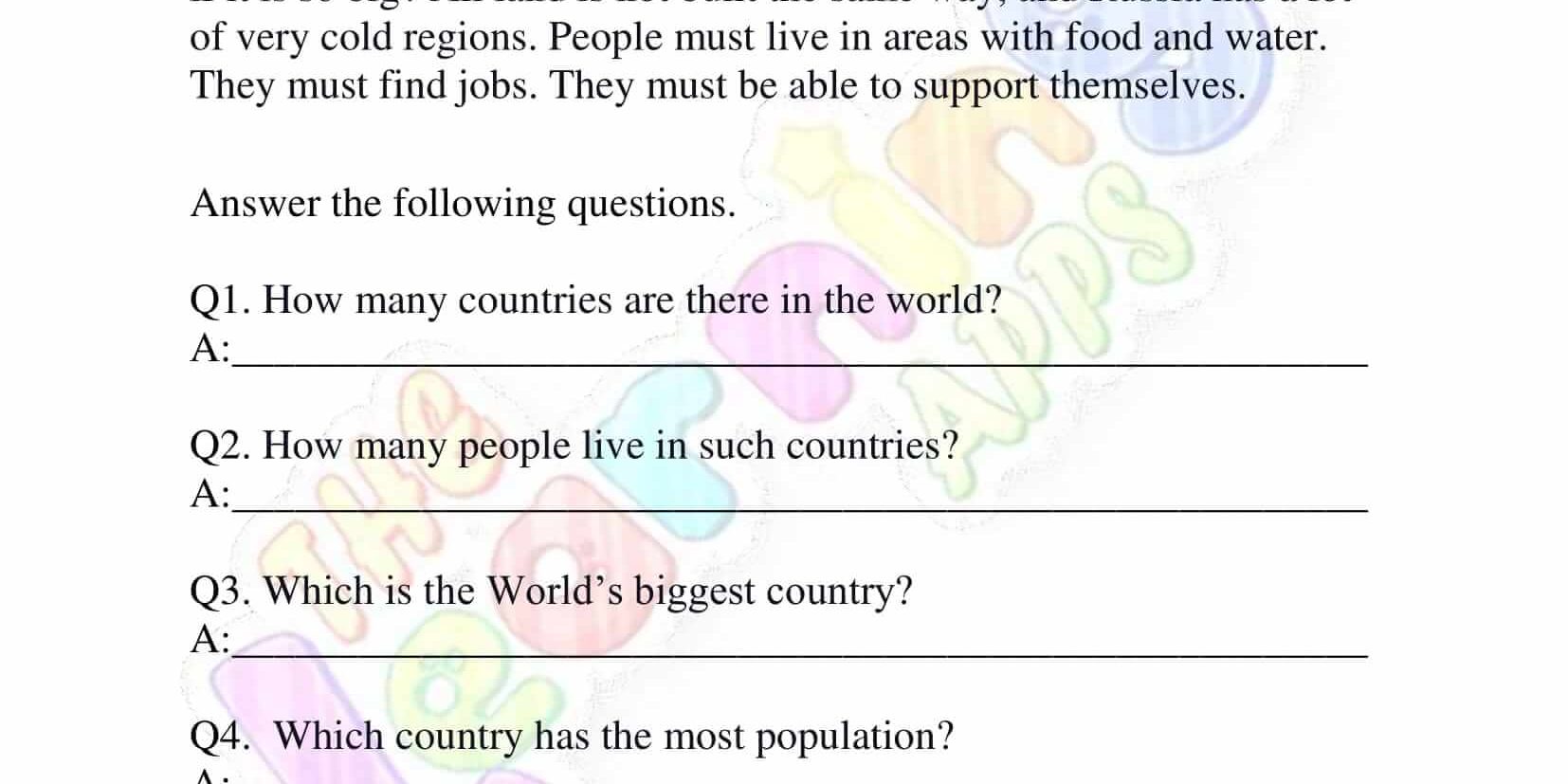 Non Fiction Reading Passages - Grade 1 - The Biggest Country