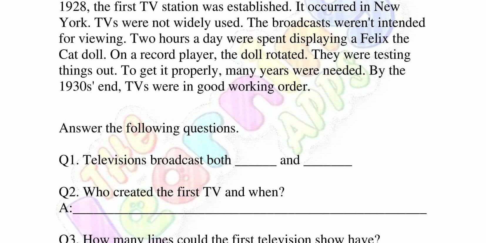 Non Fiction Reading Passages – Grade 2 – Televisions Non Fiction Reading Passages - Grade 2 - Televisions