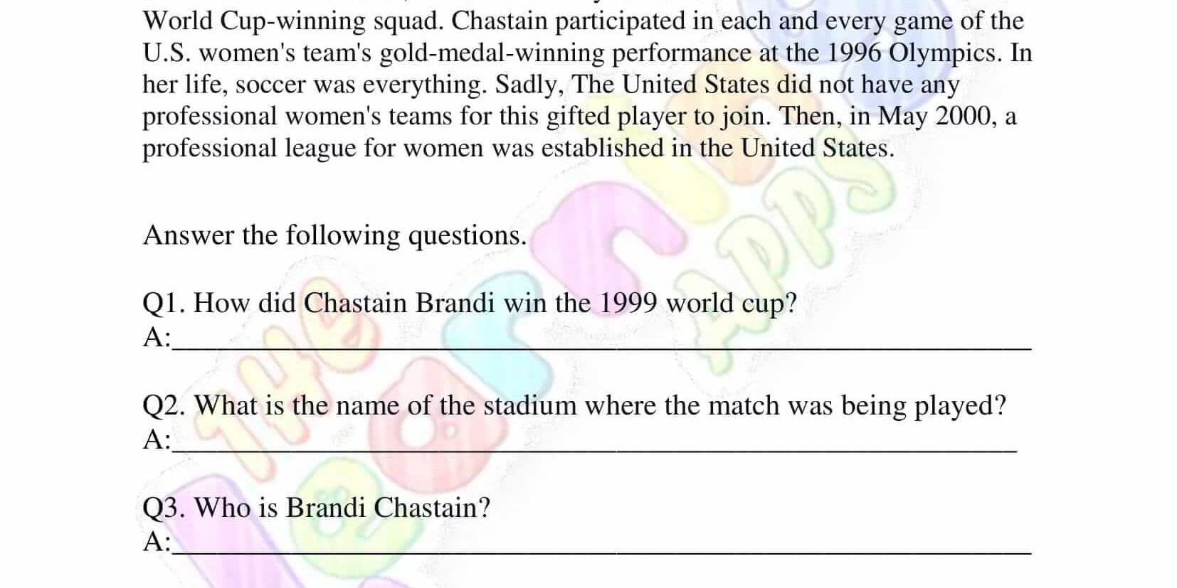 Non Fiction Reading Passages - Grade 3 - A Great Soccer Player