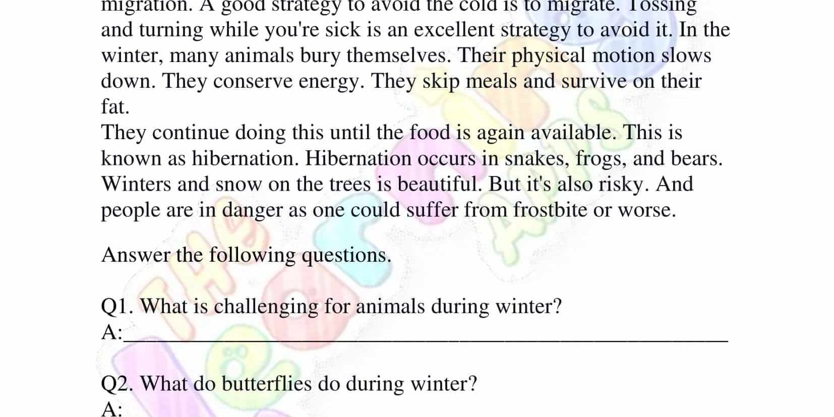 Non Fiction Reading Passages – Grade 3 – Wintertime Non Fiction Reading Passages - Grade 3 - Wintertime