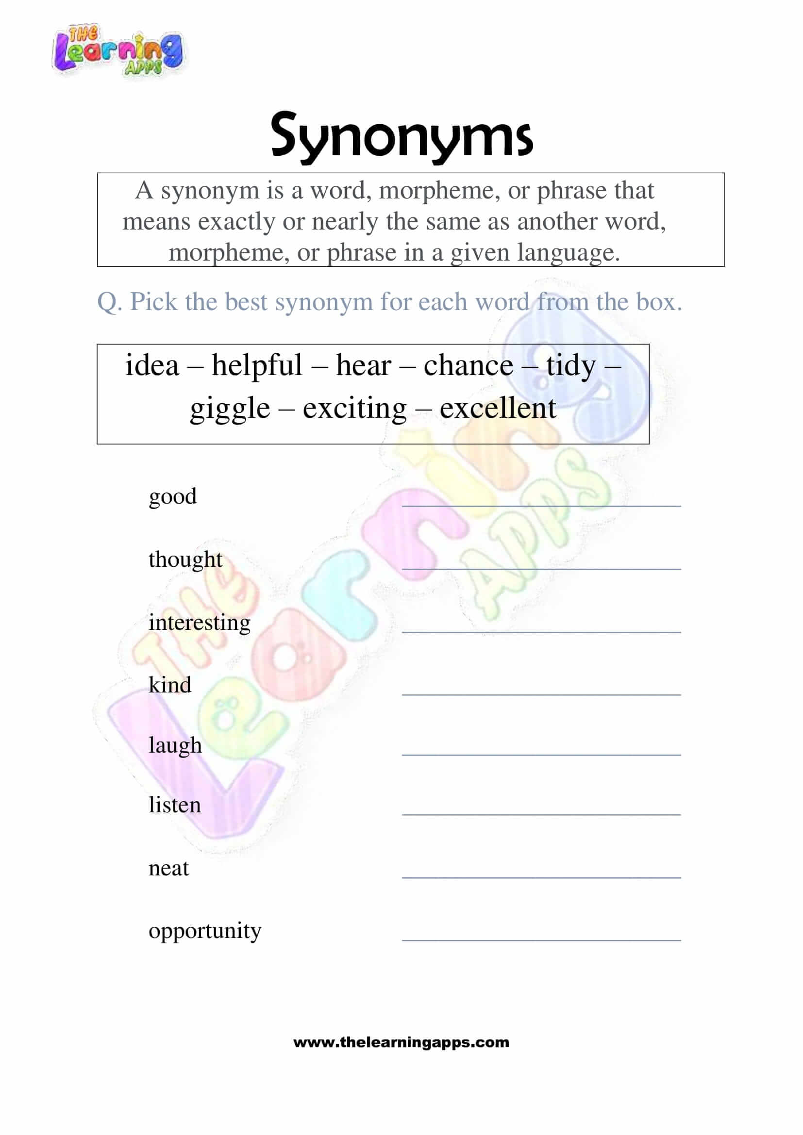 Synonyms - Grade 2 - Activity 10