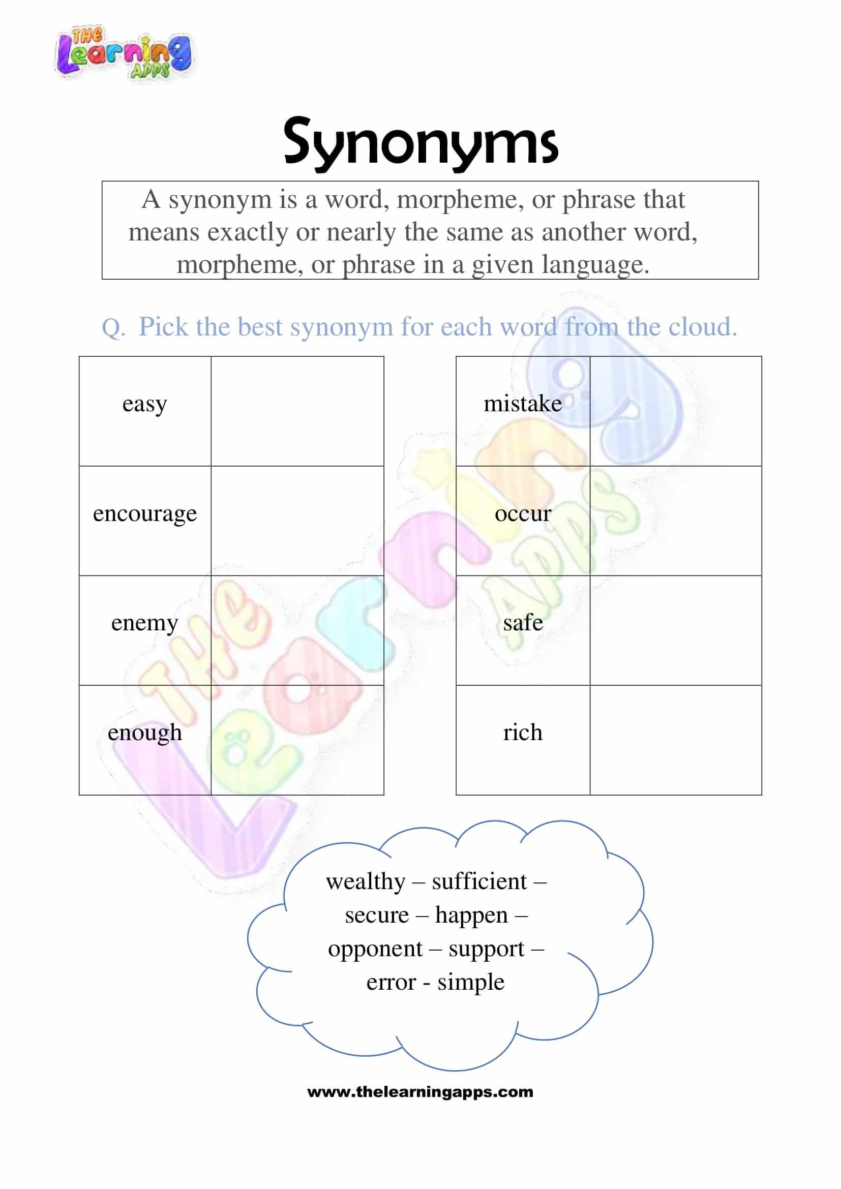 Synonyms - Grade 2 - Activity 4