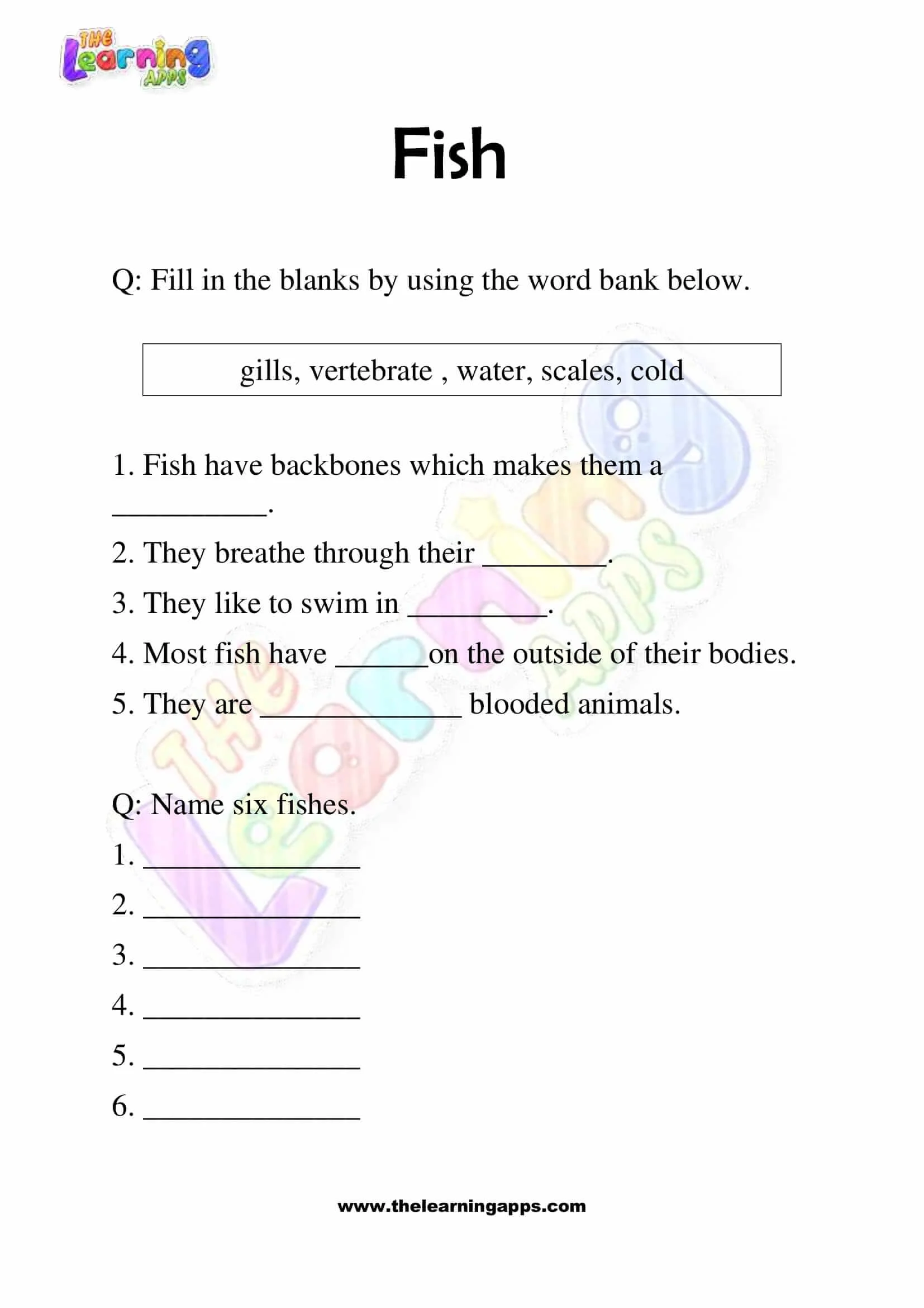 Download Free Printable Fish Worksheets for Grade 3