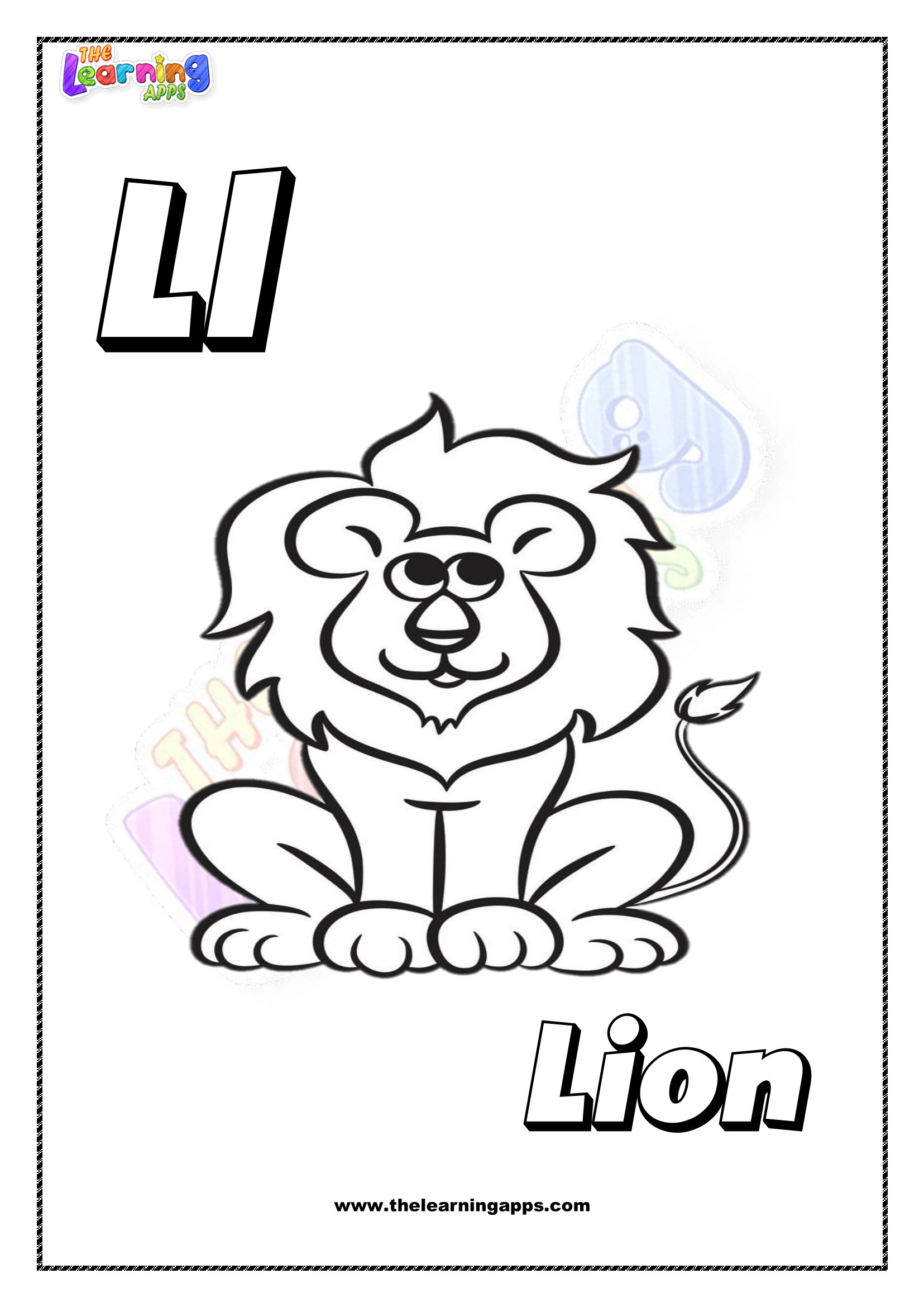 Animal L Printable For Kids - Worksheet