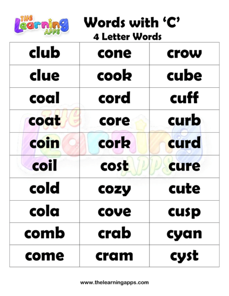 4 Letter Words With C Worksheet 03