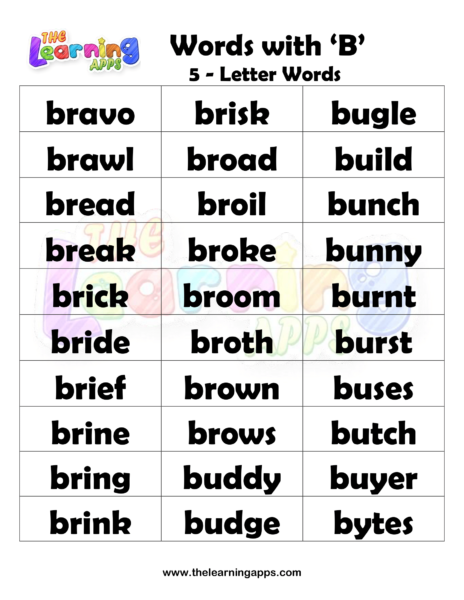 5 Letter Words With B Worksheets 09