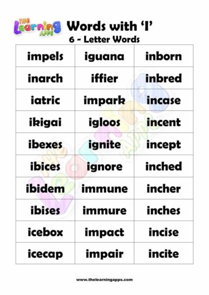 6 LETTER WORD STARTING WITH I