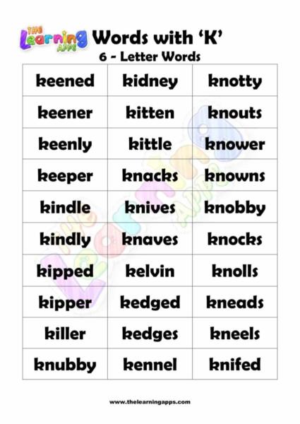 6 LETTER WORD STARTING WITH K-2