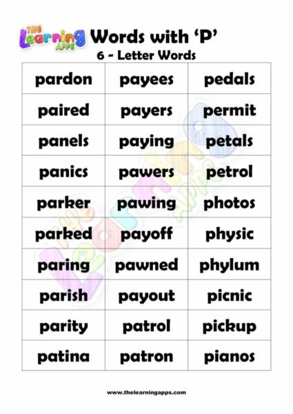 6 LETTER WORD STARTING WITH P-3