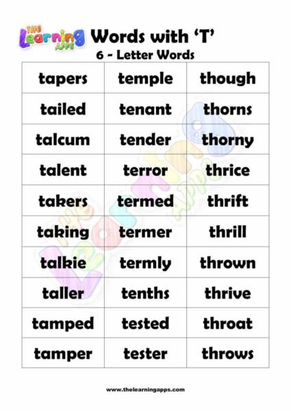 6 LETTER WORD STARTING WITH T-3