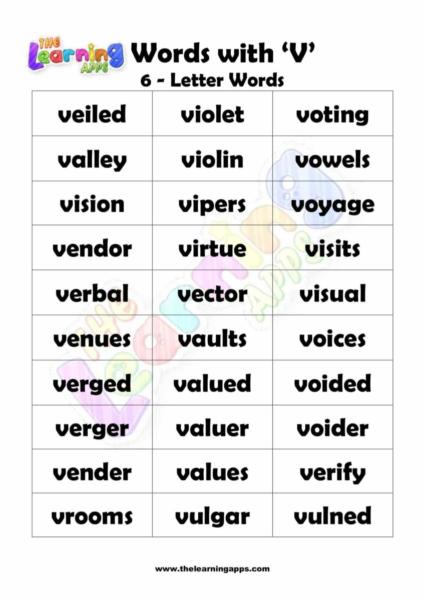 6 LETTER WORD STARTING WITH V-2