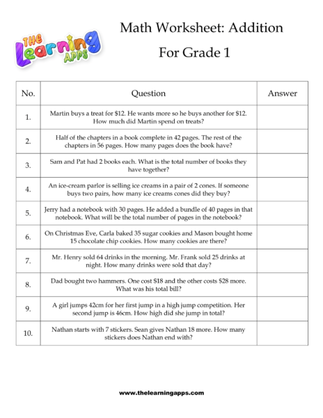 Addition Word Problem Worksheet 12
