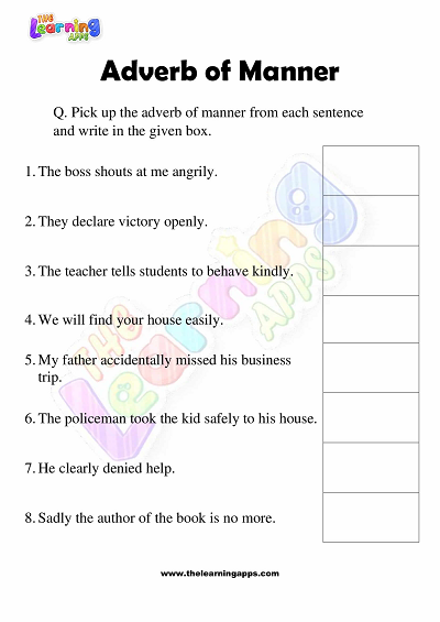 Download Free Adverbs Of Manner Worksheet For Grade 3 8637