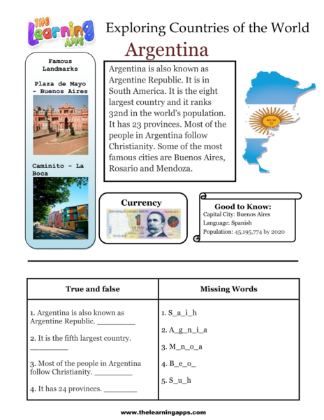 Argentina Worksheet