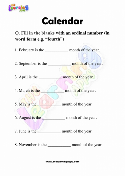 Calendar Worksheets for Grade 3 The Learning Apps Calendar Worksheets for Grade 3 The Learning Apps
