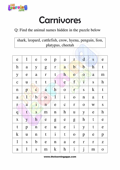 Carnivores Worksheets for Grade 3 – Activity 5