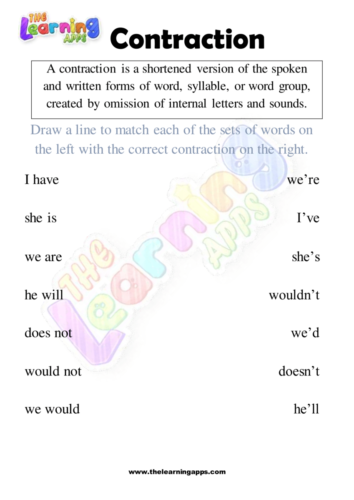 Contraction Worksheet 02