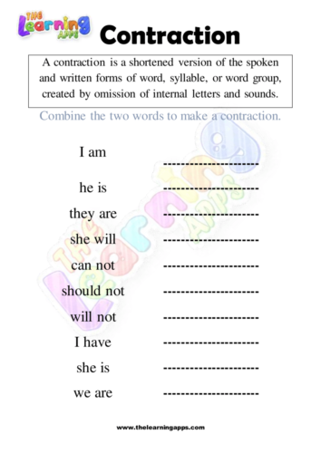 Contraction Worksheet 03