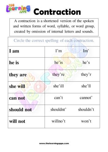 Contraction Worksheet 07