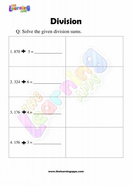 Division Worksheet - Grade 3 - Activity 10