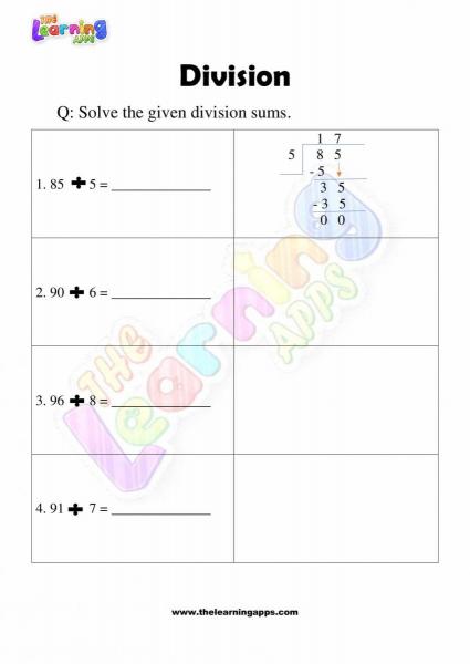 Division Worksheet - Grade 3 - Activity 4