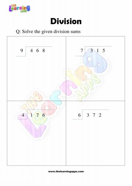 Division Worksheet - Grade 3 - Activity 8