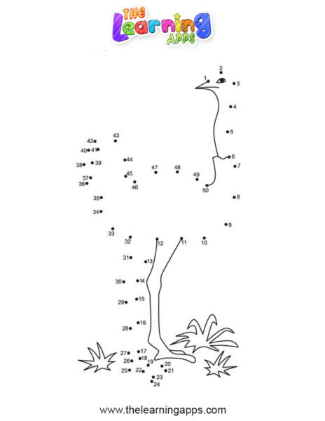 Ostrich Dot To Dot Worksheet