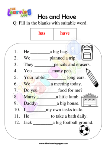 Has and Have Worksheets 08