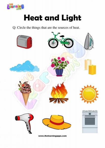 Heat and Light Worksheet - Grade 2 - Activity 1