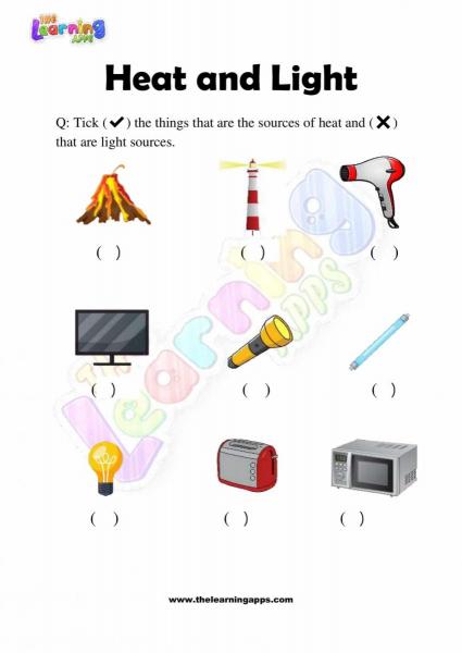 Heat and Light Worksheet - Grade 2 - Activity 7