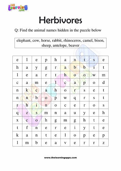 Herbivores Worksheets for Grade 3 - Activity 5