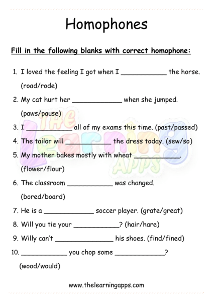 Homophones 3