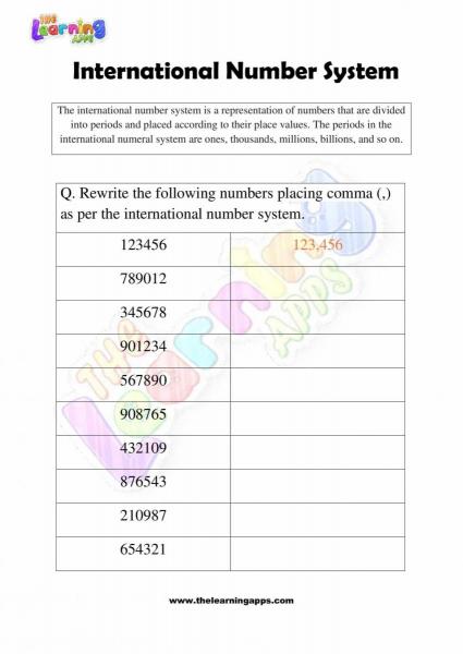 International Number System - Grade 3 - Activity 1